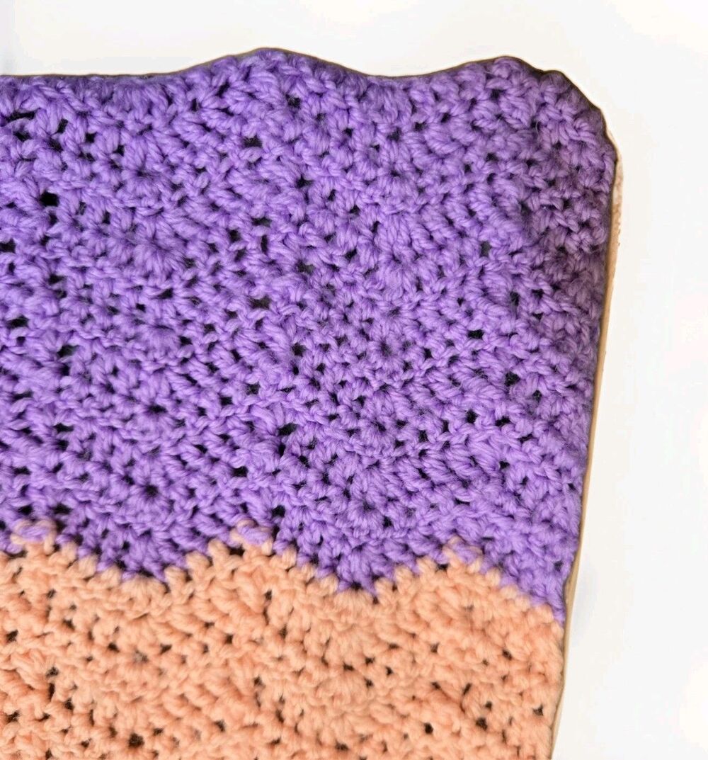 Handmade Afghan Baby Blanket 26"x38" Multicolor Toddler Lap Pastels Crib - Picture 3 of 4